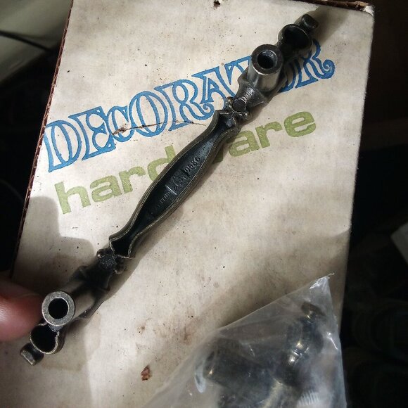 Vintage 70s MCM National Lock Decorator Hardware Antique Brass Drawer Pulls (26) - Picture 6 of 6